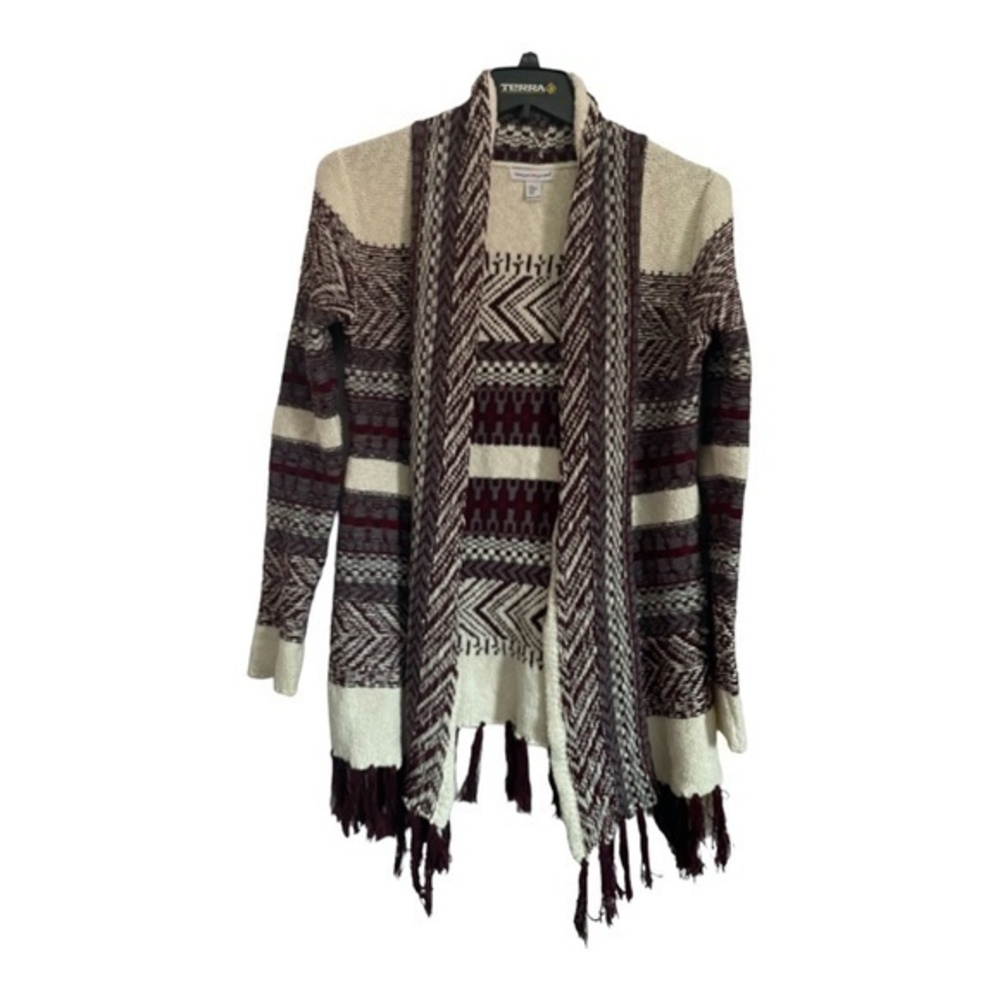 Womens Southwestern Cardigan Wearing your Heart on Your Sleeve Open Front Size M